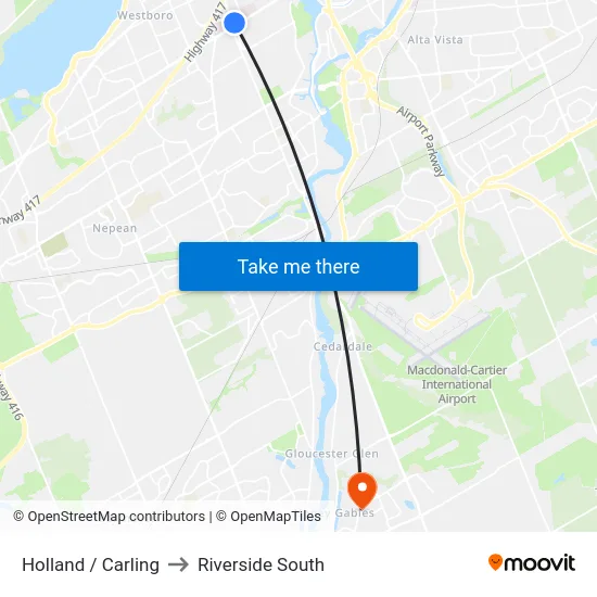 Holland / Carling to Riverside South map