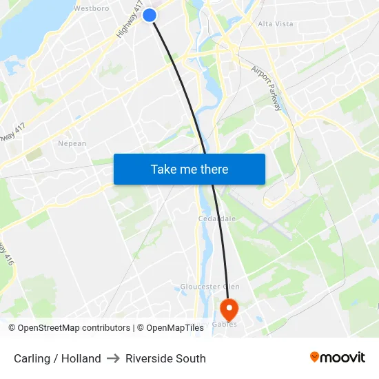 Carling / Holland to Riverside South map