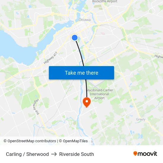 Carling / Sherwood to Riverside South map