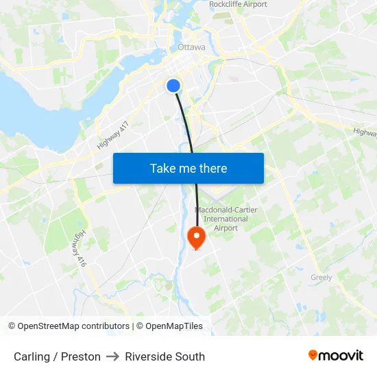 Carling / Preston to Riverside South map