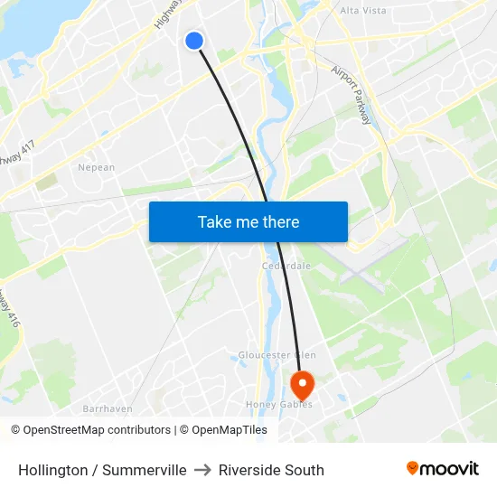 Hollington / Summerville to Riverside South map