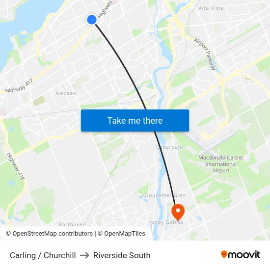 Carling / Churchill to Riverside South map