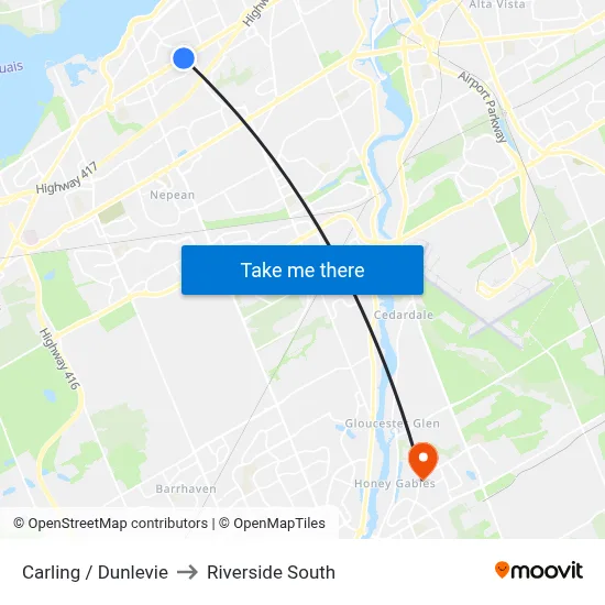 Carling / Dunlevie to Riverside South map