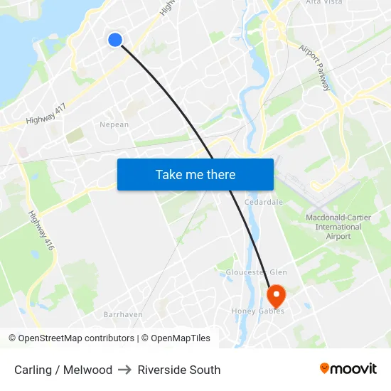 Carling / Melwood to Riverside South map