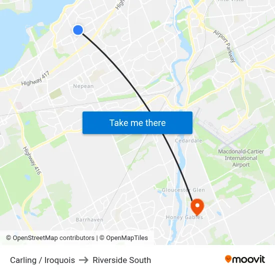 Carling / Iroquois to Riverside South map