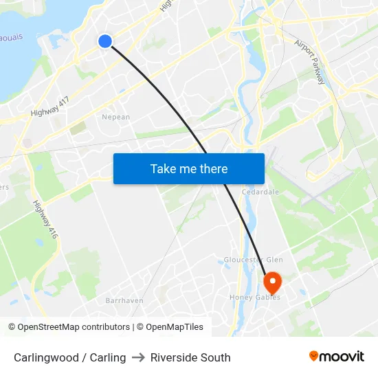 Carlingwood / Carling to Riverside South map