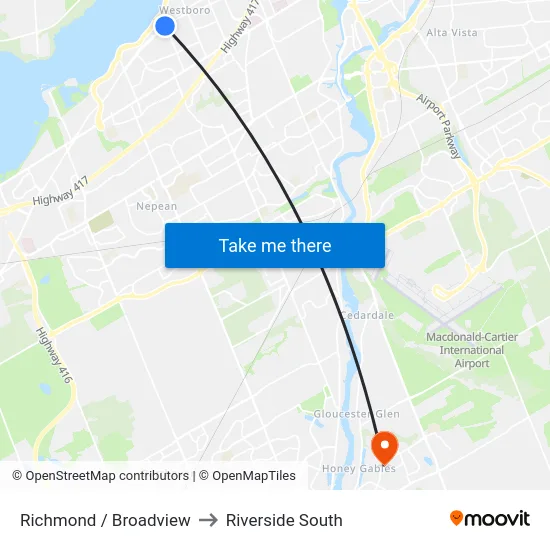 Richmond / Broadview to Riverside South map