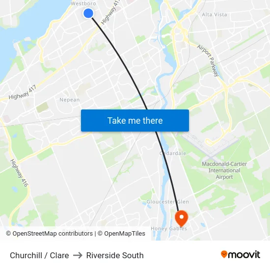 Churchill / Clare to Riverside South map