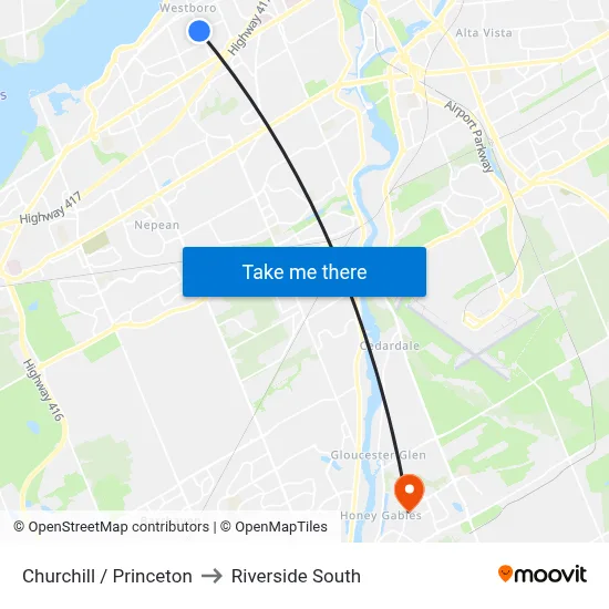 Churchill / Princeton to Riverside South map