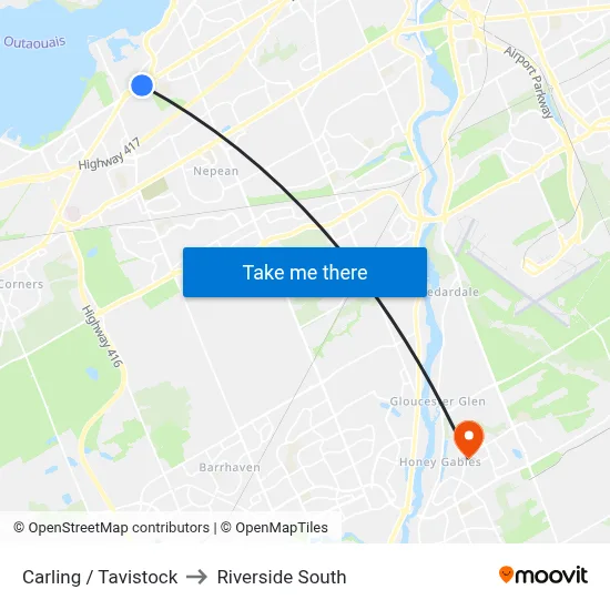 Carling / Tavistock to Riverside South map