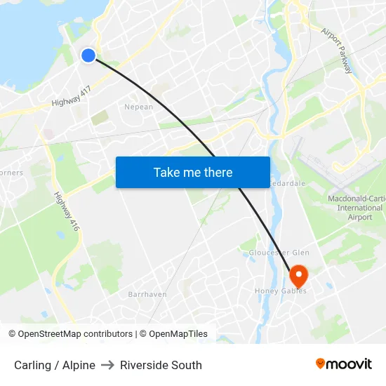 Carling / Alpine to Riverside South map