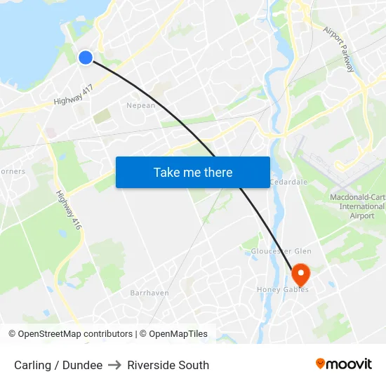 Carling / Dundee to Riverside South map