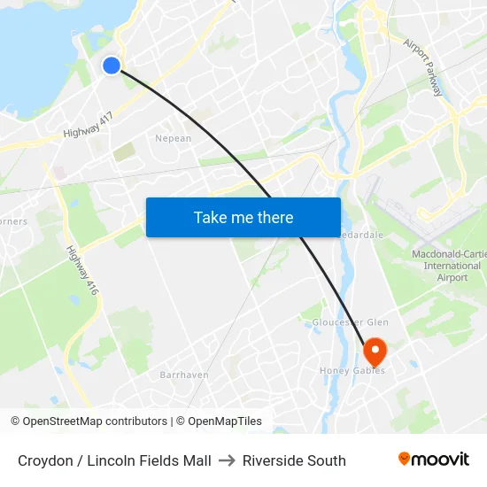 Croydon / Lincoln Fields Mall to Riverside South map