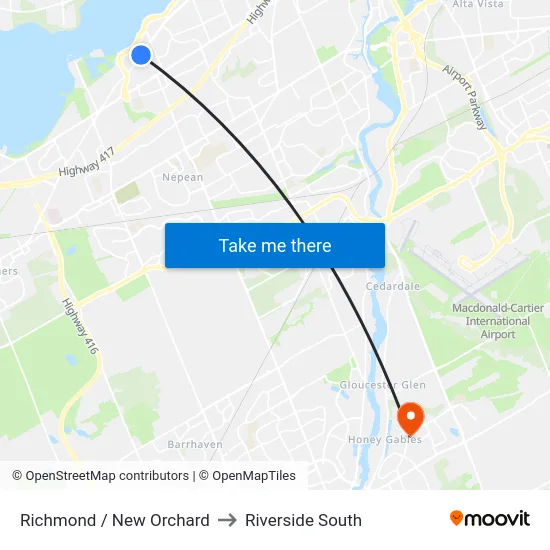 Richmond / New Orchard to Riverside South map