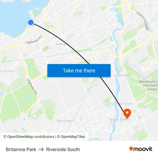 Britannia Park to Riverside South map