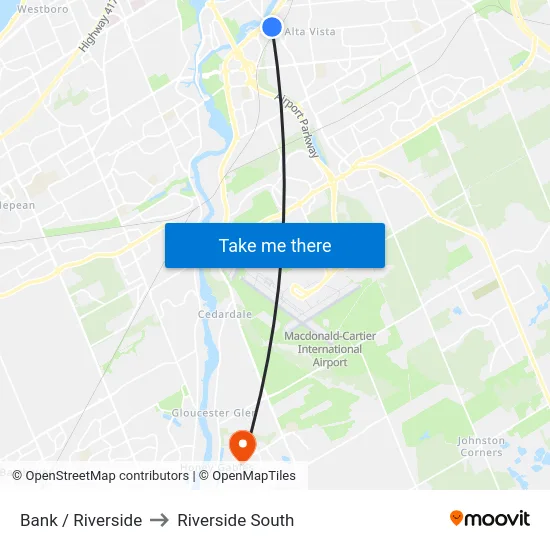 Bank / Riverside to Riverside South map