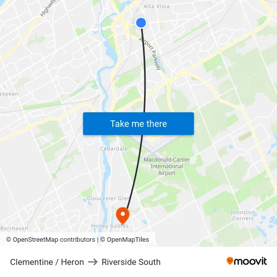 Clementine / Heron to Riverside South map