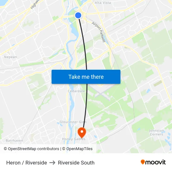 Heron / Riverside to Riverside South map