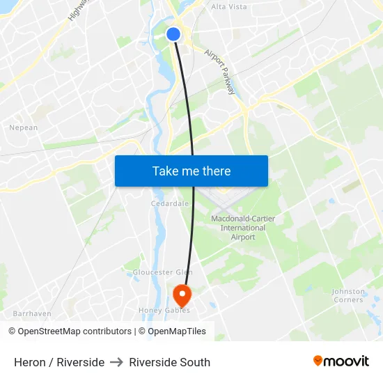 Heron / Riverside to Riverside South map
