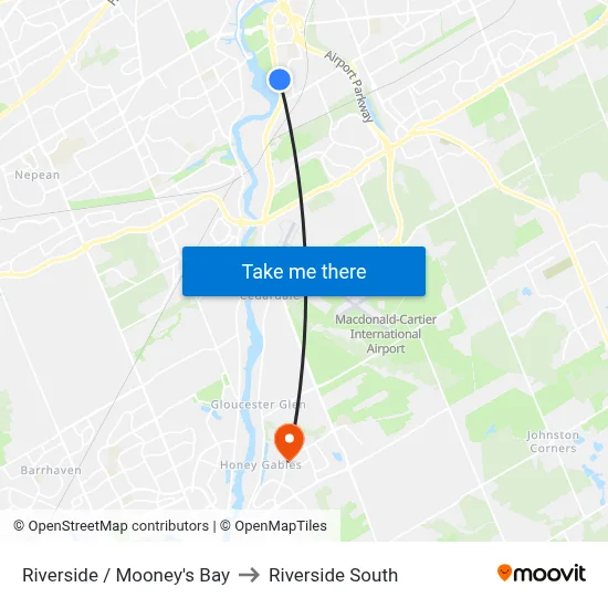 Riverside / Mooney's Bay to Riverside South map