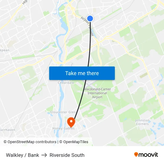 Walkley / Bank to Riverside South map