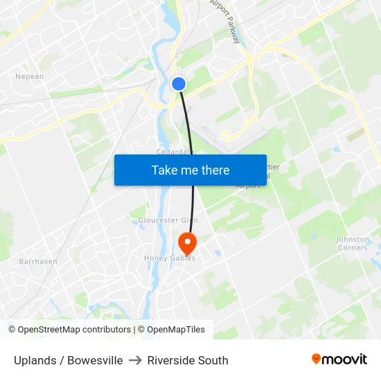 Uplands / Bowesville to Riverside South map