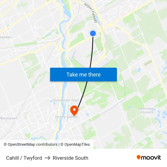 Cahill / Twyford to Riverside South map