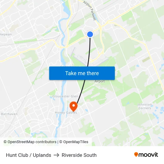 Hunt Club / Uplands to Riverside South map