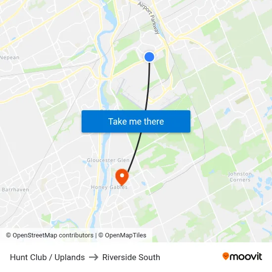 Hunt Club / Uplands to Riverside South map