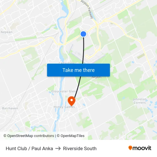 Hunt Club / Paul Anka to Riverside South map