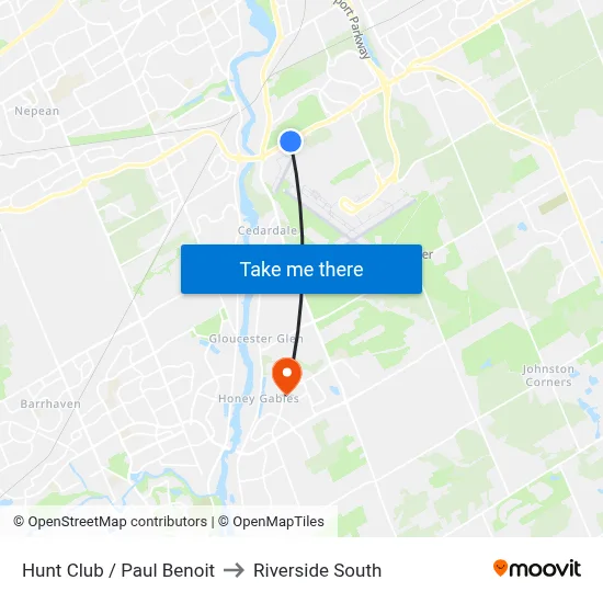 Hunt Club / Paul Benoit to Riverside South map