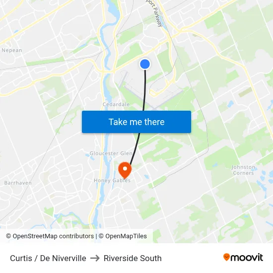 Curtis / De Niverville to Riverside South map