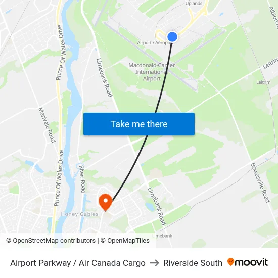Airport Parkway / Air Canada Cargo to Riverside South map