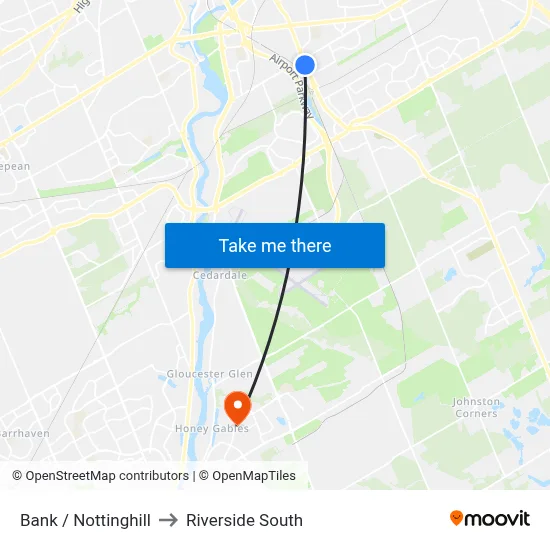 Bank / Nottinghill to Riverside South map