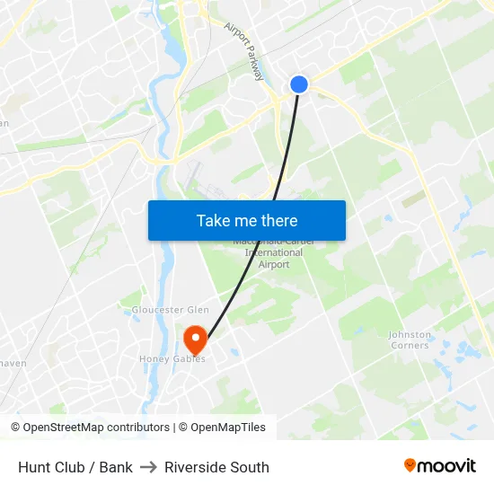 Hunt Club / Bank to Riverside South map