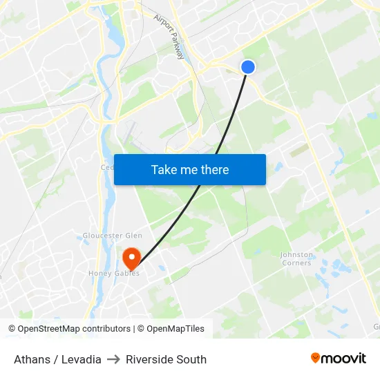Athans / Levadia to Riverside South map