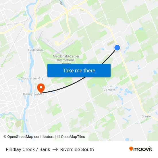 Findlay Creek / Bank to Riverside South map