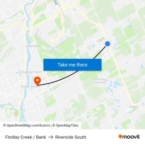 Findlay Creek / Bank to Riverside South map