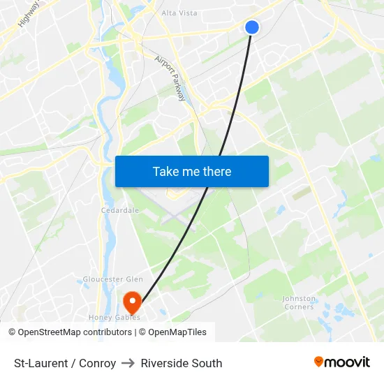 St-Laurent / Conroy to Riverside South map