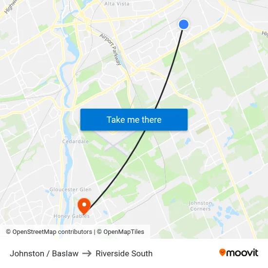 Johnston / Baslaw to Riverside South map