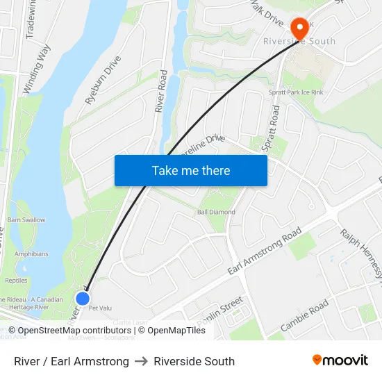 River / Earl Armstrong to Riverside South map