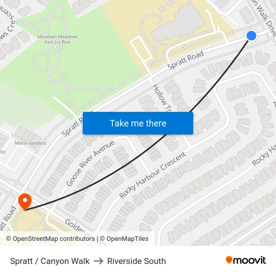 Spratt / Canyon Walk to Riverside South map