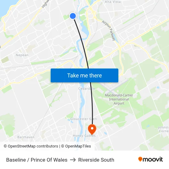 Baseline / Prince Of Wales to Riverside South map