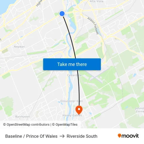 Baseline / Prince Of Wales to Riverside South map