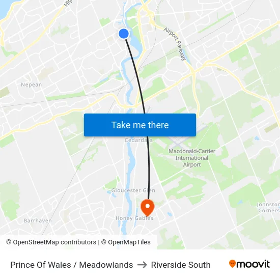 Prince Of Wales / Meadowlands to Riverside South map