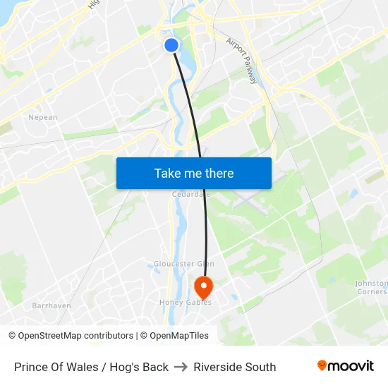 Prince Of Wales / Hog's Back to Riverside South map