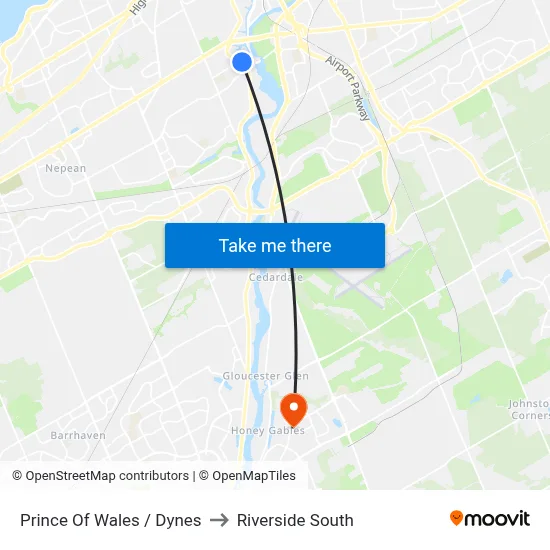 Prince Of Wales / Dynes to Riverside South map
