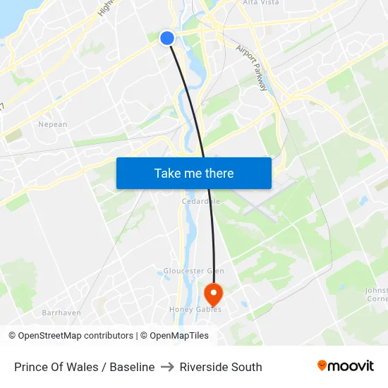 Prince Of Wales / Baseline to Riverside South map