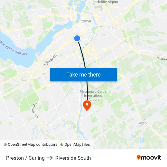 Preston / Carling to Riverside South map