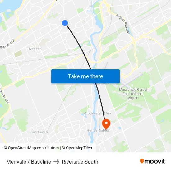 Merivale / Baseline to Riverside South map